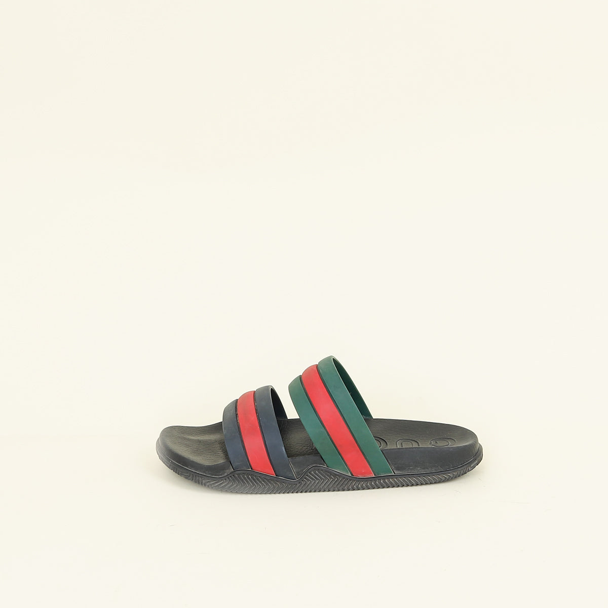 Gucci Tricolor Web Agrado Rubber Double Strap Stripe Sandal 6