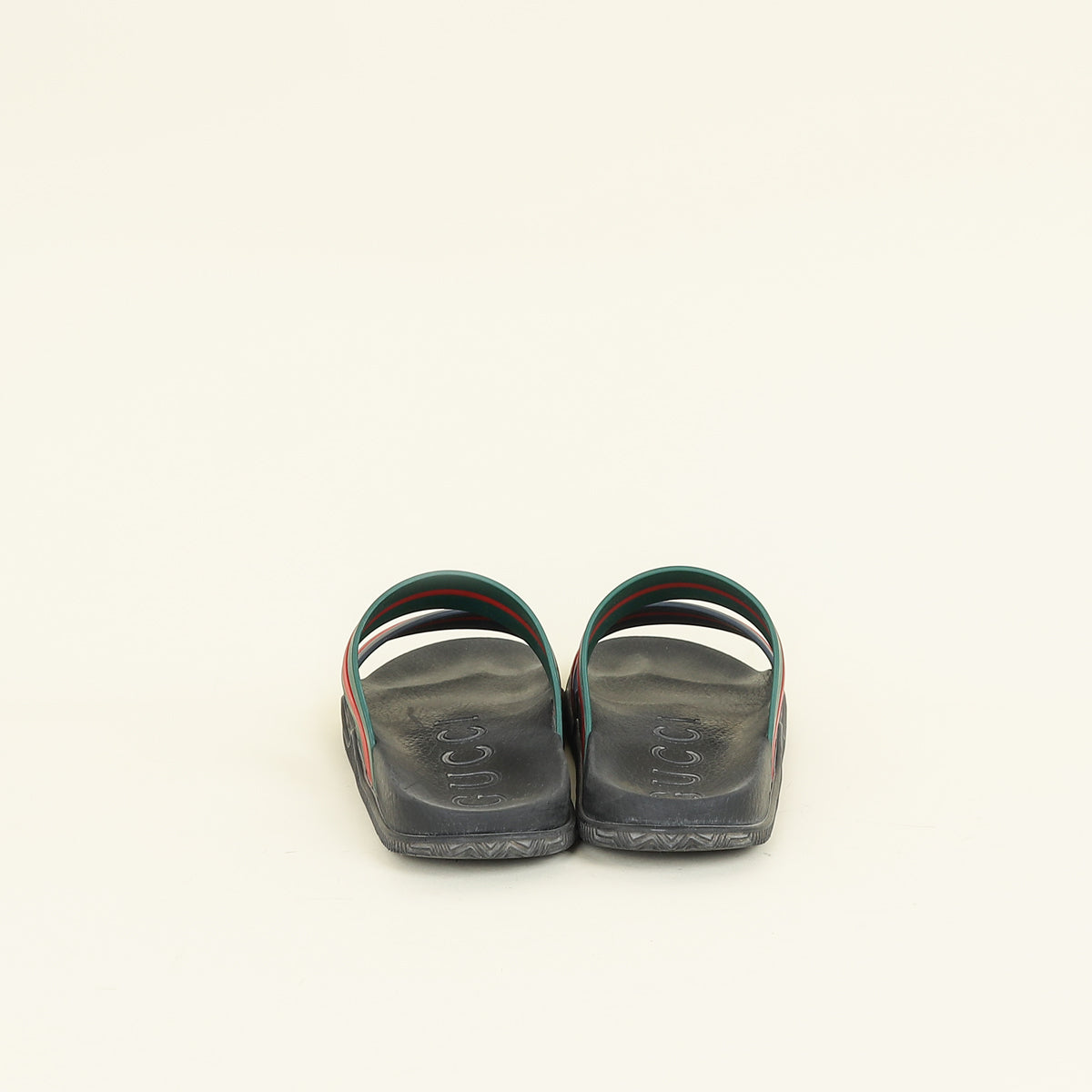 Gucci Tricolor Web Agrado Rubber Double Strap Stripe Sandal 6