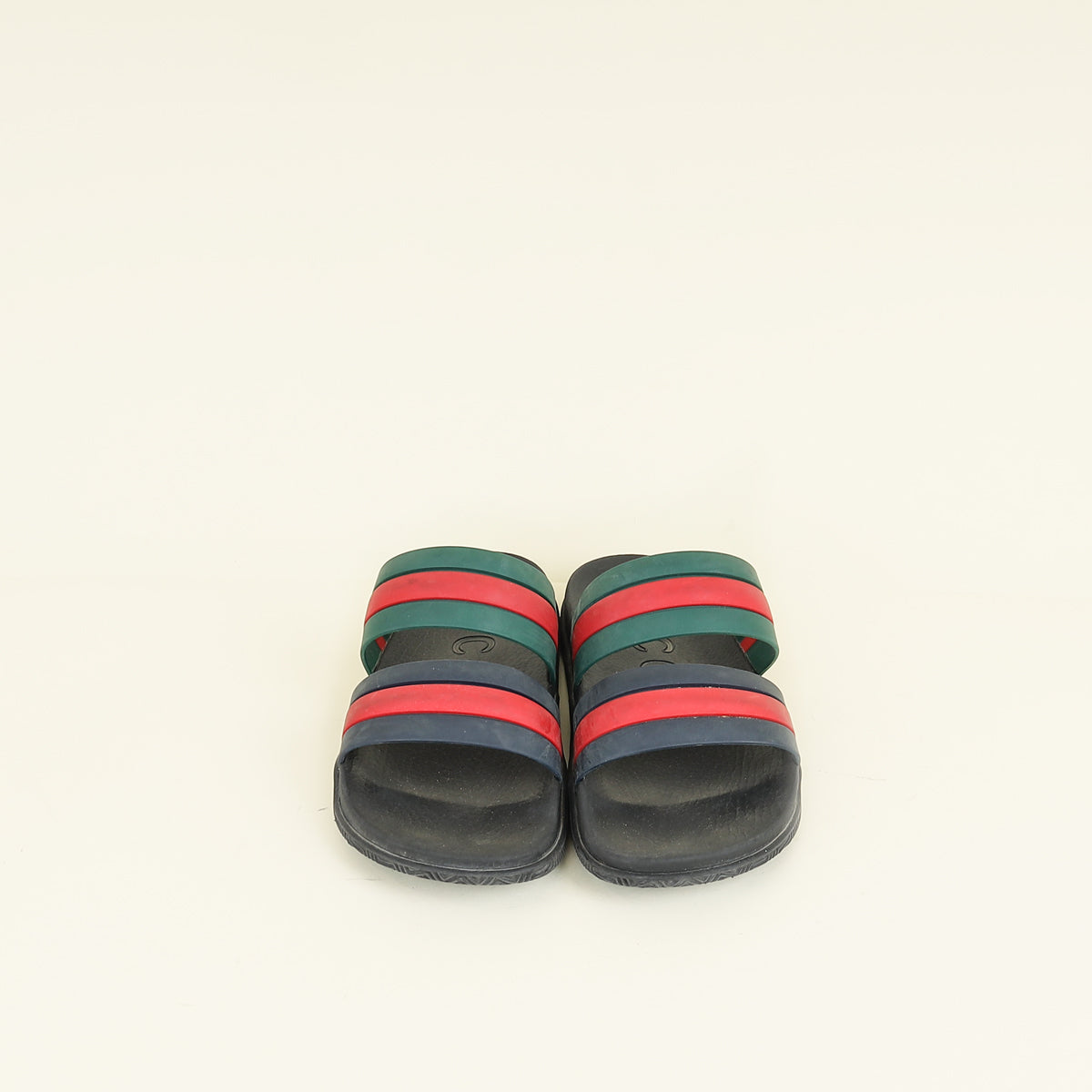 Gucci Tricolor Web Agrado Rubber Double Strap Stripe Sandal 6