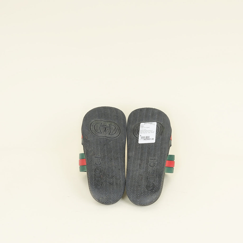 Gucci Tricolor Web Agrado Rubber Double Strap Stripe Sandal 6