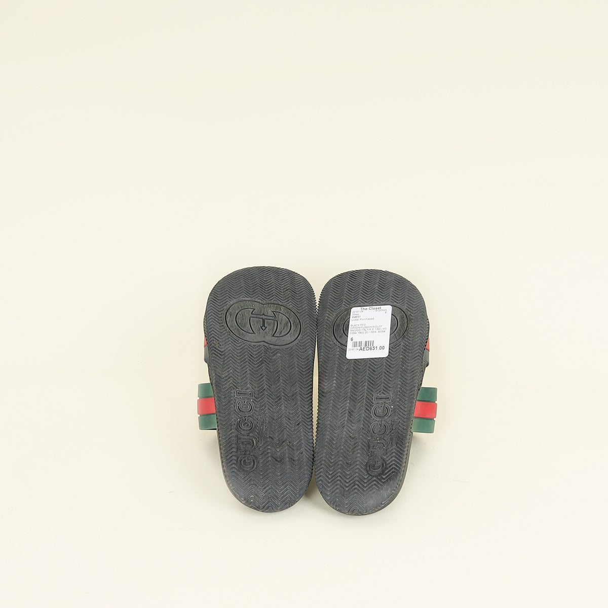 Gucci Tricolor Web Agrado Rubber Double Strap Stripe Sandal 6