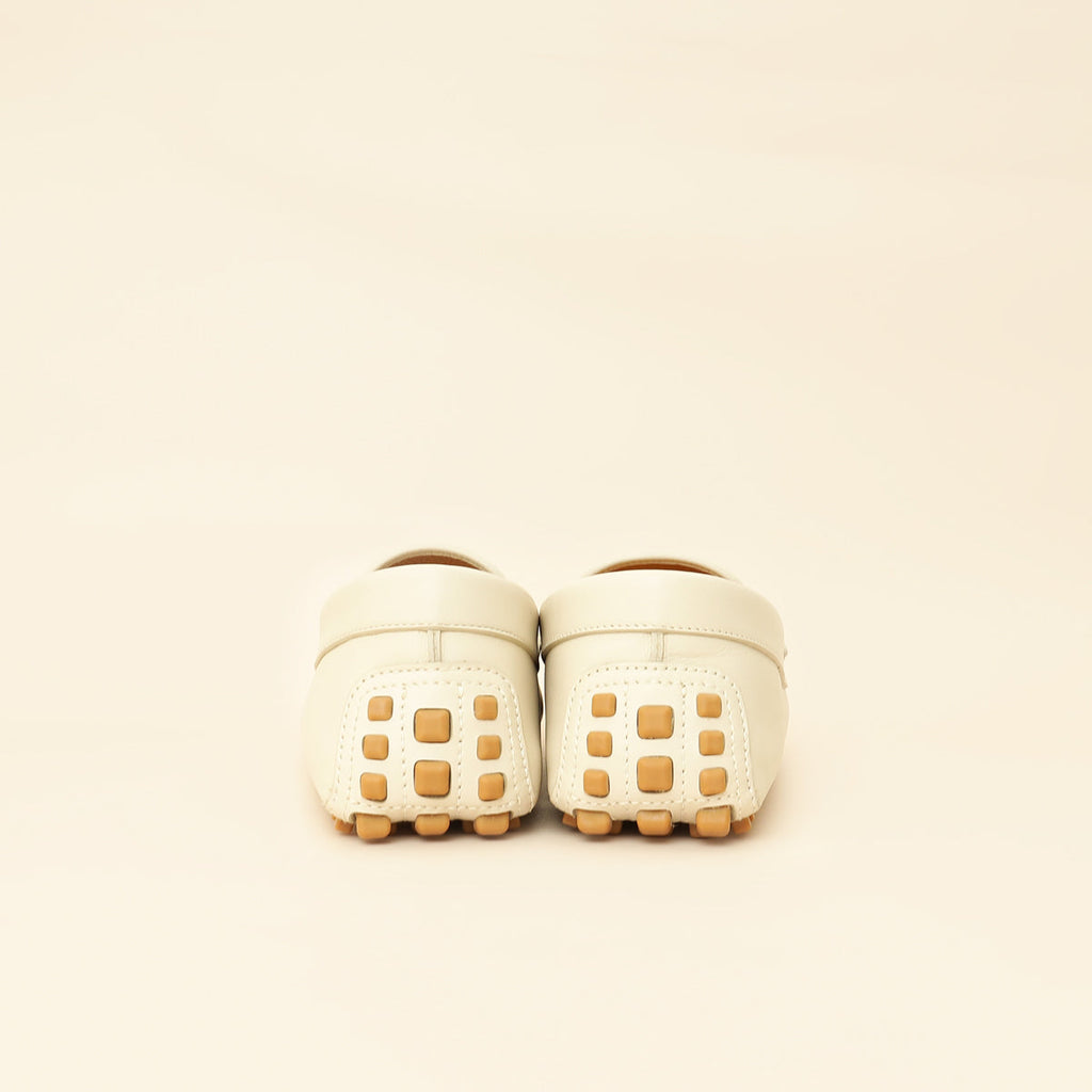 Gucci White Cream Ayrton Horsebit Web Driving Loafer 8.5