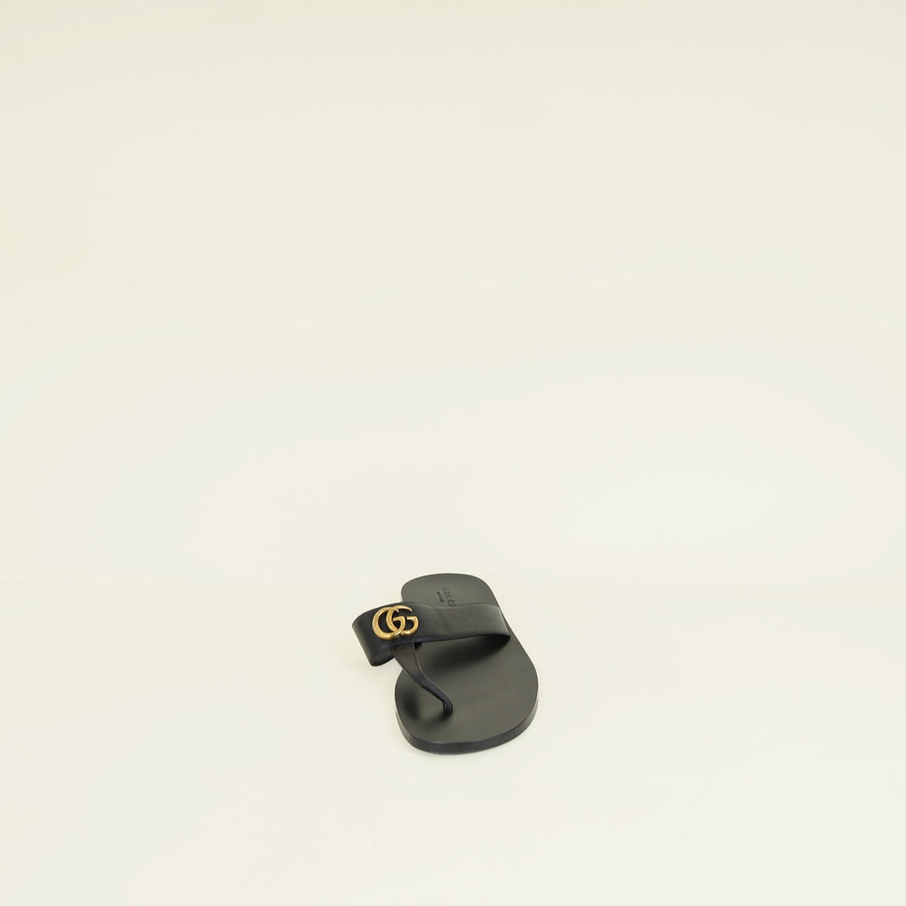 Gucci Black GG Marmont Thong Sandals 12