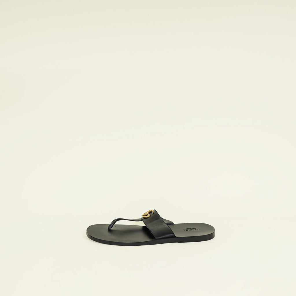 Gucci Black GG Marmont Thong Sandals 12