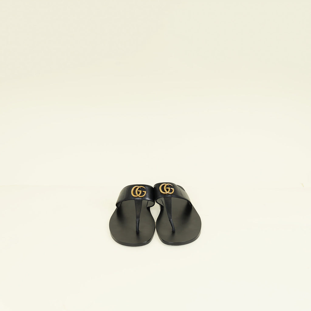 Gucci Black GG Marmont Thong Sandals 12