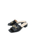 Gucci Black Zumi Horsebit Mid Heel Slide Sandals 35.5