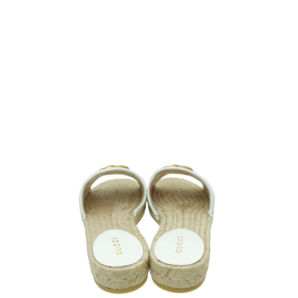 Gucci White GG Marmont Espadrille Slide Sandals 35.5