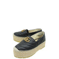 Gucci Black Double GG Marmont Platform Espadrilles 36.5