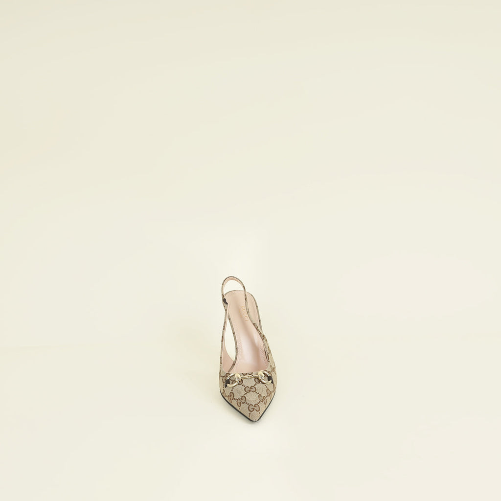 Gucci Bicolor Horsebit Slingback Pump 36.5