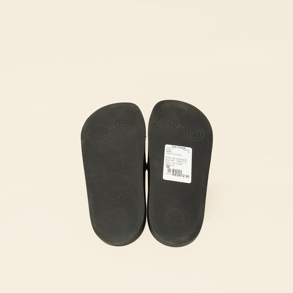 Gucci Black Supreme "Guccy" Star Rubber Slide Sandals 36
