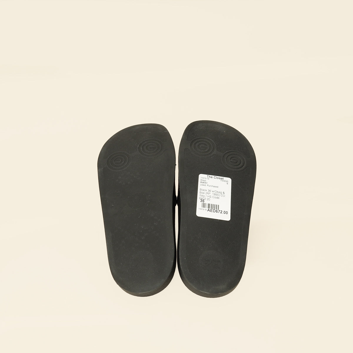 Gucci Black Supreme "Guccy" Star Rubber Slide Sandals 36
