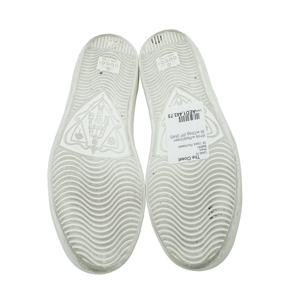 Gucci Tricolor Web Lips Sequins Embroidered Ace Sneakers 36