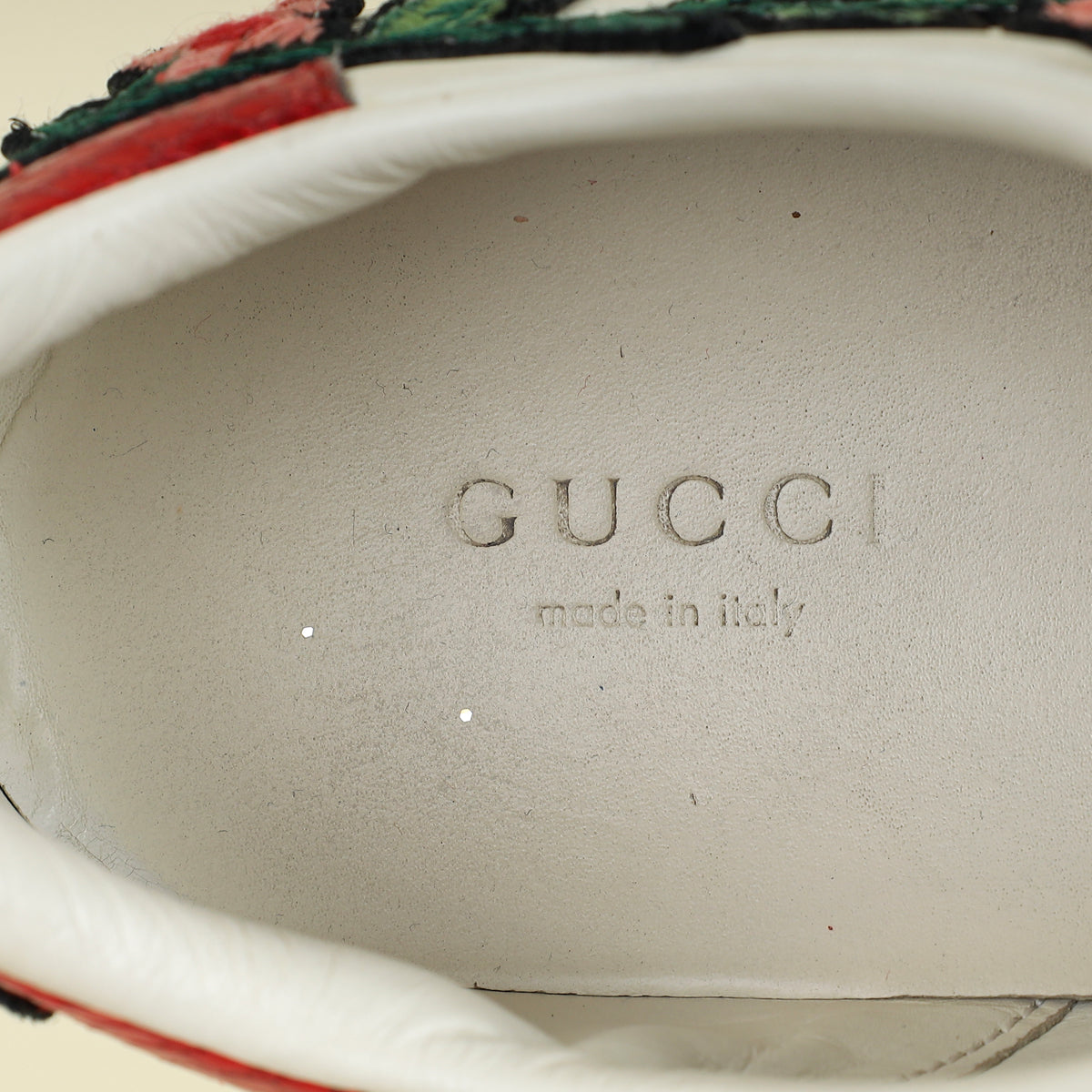 Gucci White Multicolor Ace Floral Embroidered Sneaker 36