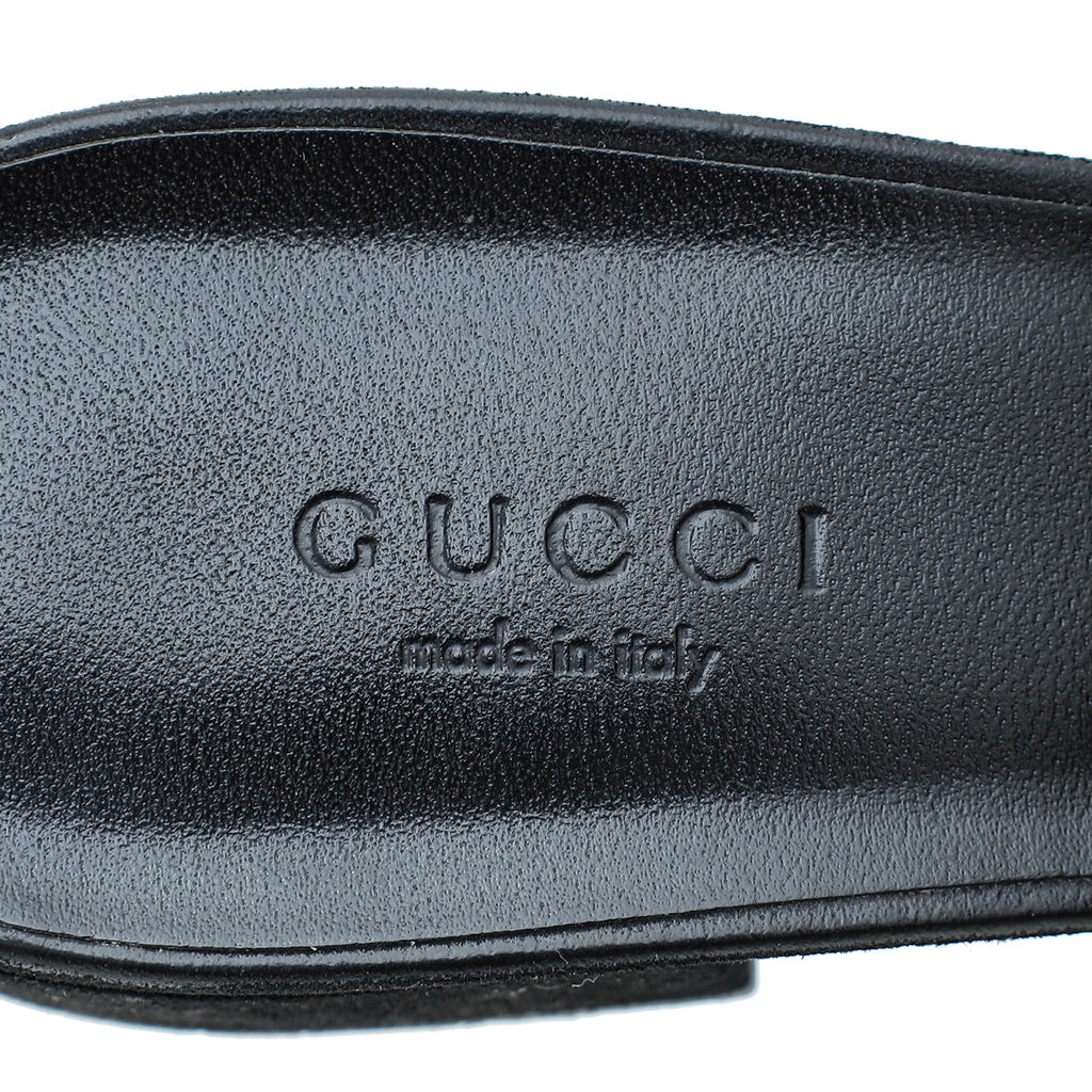 Gucci Black Maxime Suede Horsebit Crystal Mules 36
