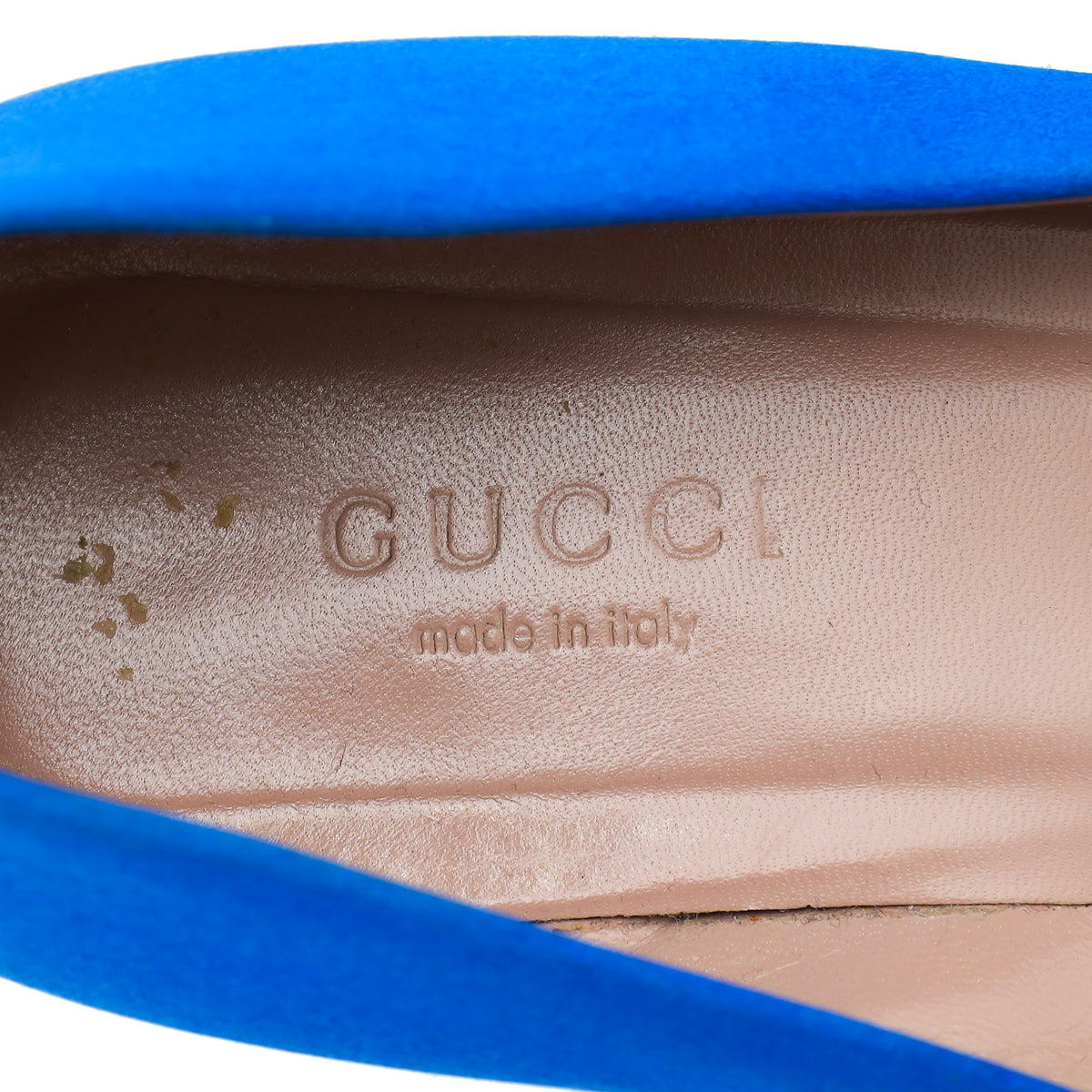 Gucci Royal Blue Satin GG Crystal Round Toe Ballet Flats 36