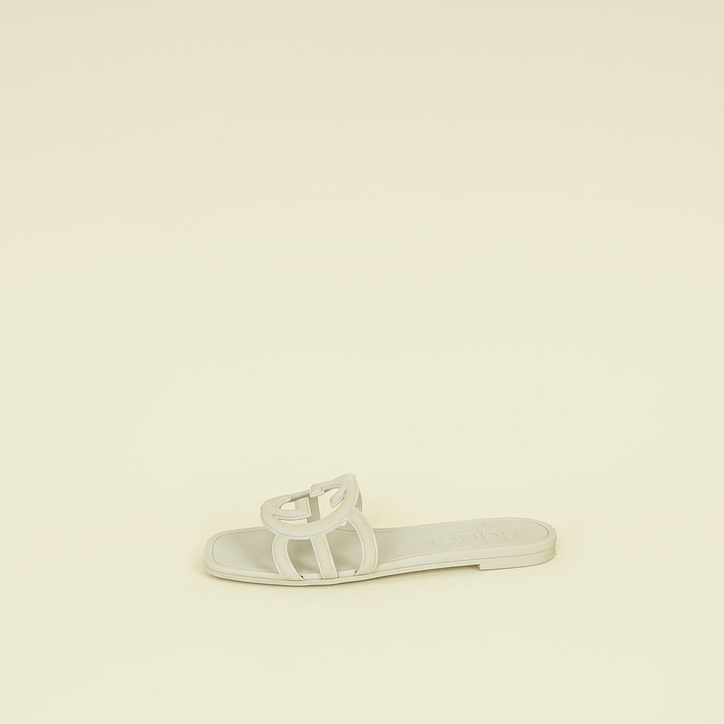 Gucci Off White Interlocking G Cutout Slide Sandal 36