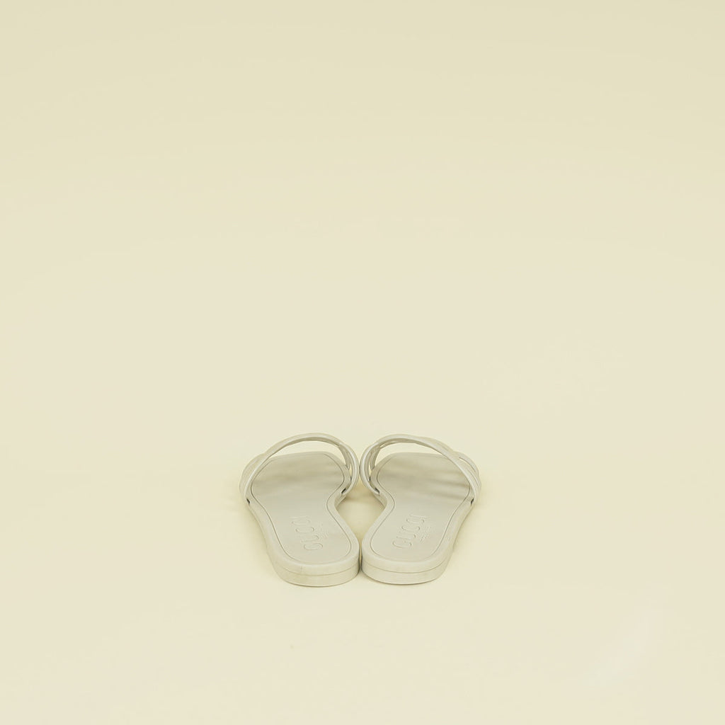 Gucci Off White Interlocking G Cutout Slide Sandal 36