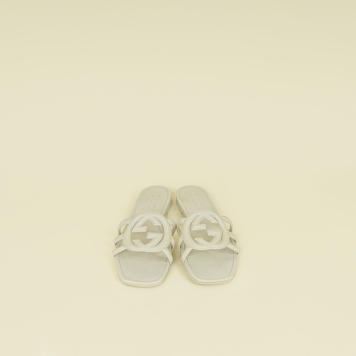 Gucci Off White Interlocking G Cutout Slide Sandal 36