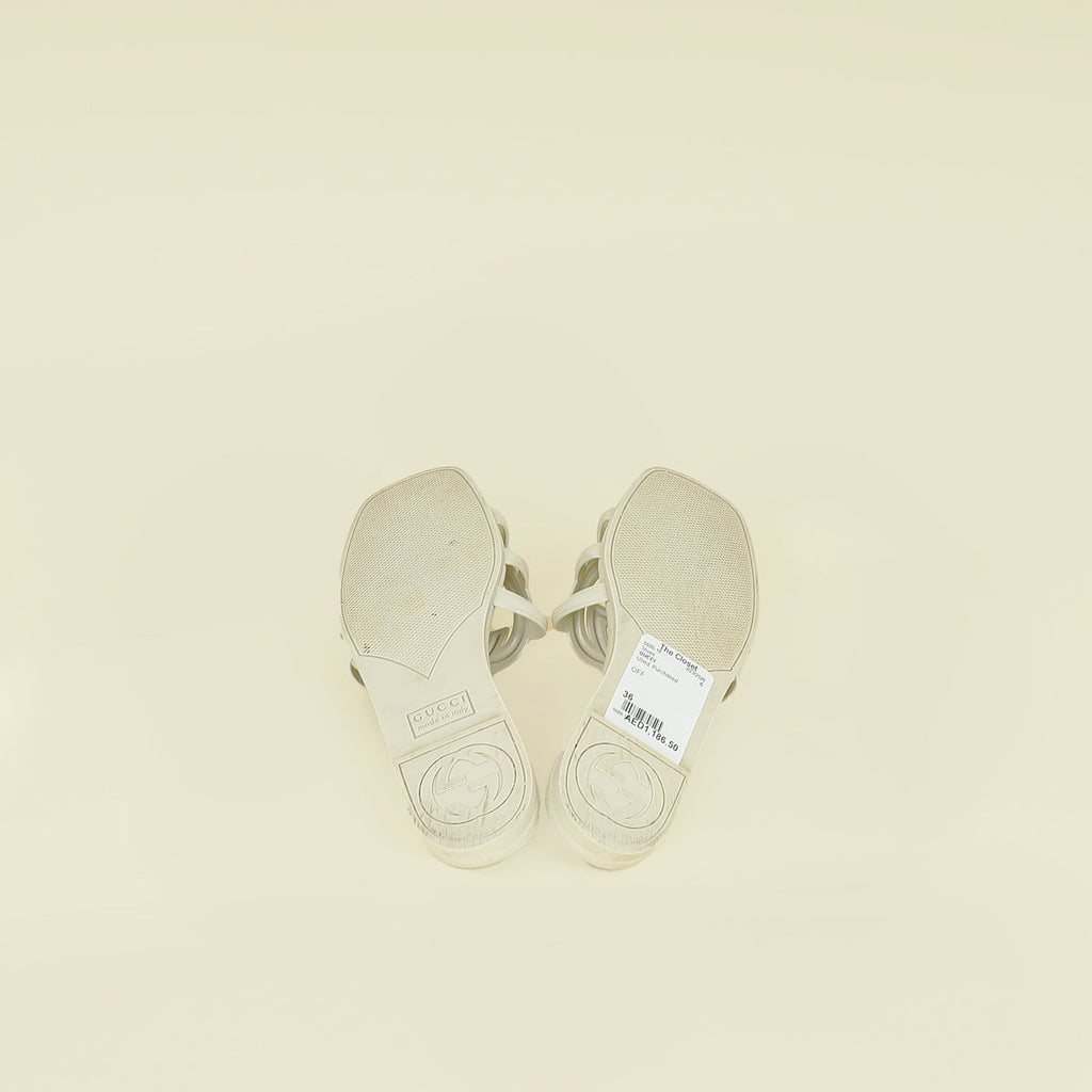 Gucci Off White Interlocking G Cutout Slide Sandal 36