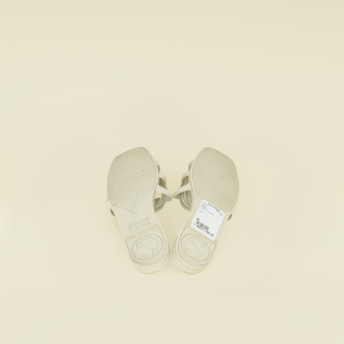 Gucci Off White Interlocking G Cutout Slide Sandal 36