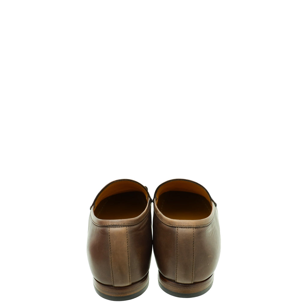 Gucci Brown Horsebit Jordaan Loafer 37.5