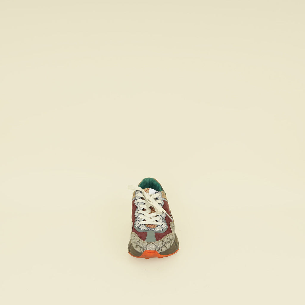 Gucci Ebony Multicolor Mix Monogram GG Rhyton Sneaker 37.5