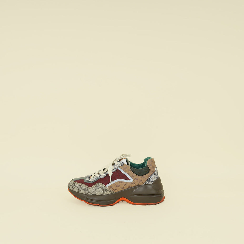 Gucci Ebony Multicolor Mix Monogram GG Rhyton Sneaker 37.5