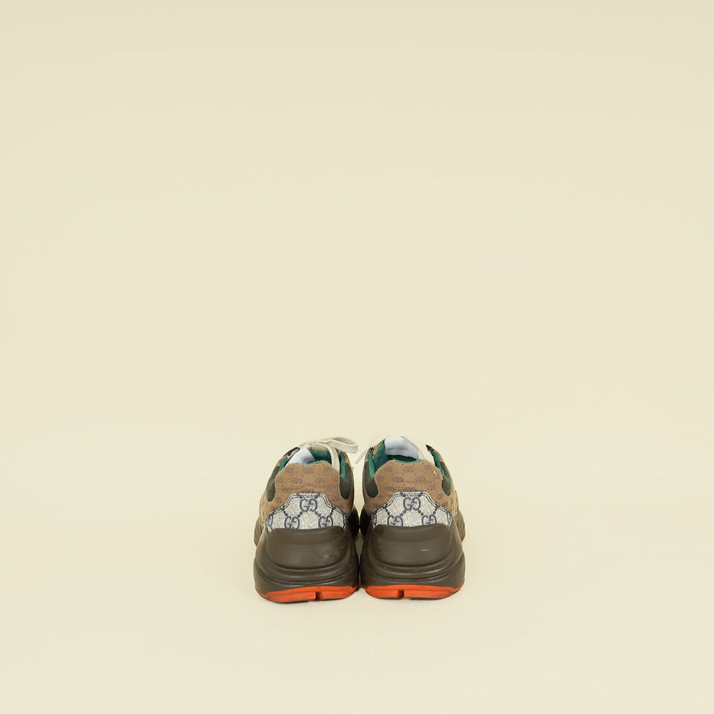 Gucci Ebony Multicolor Mix Monogram GG Rhyton Sneaker 37.5