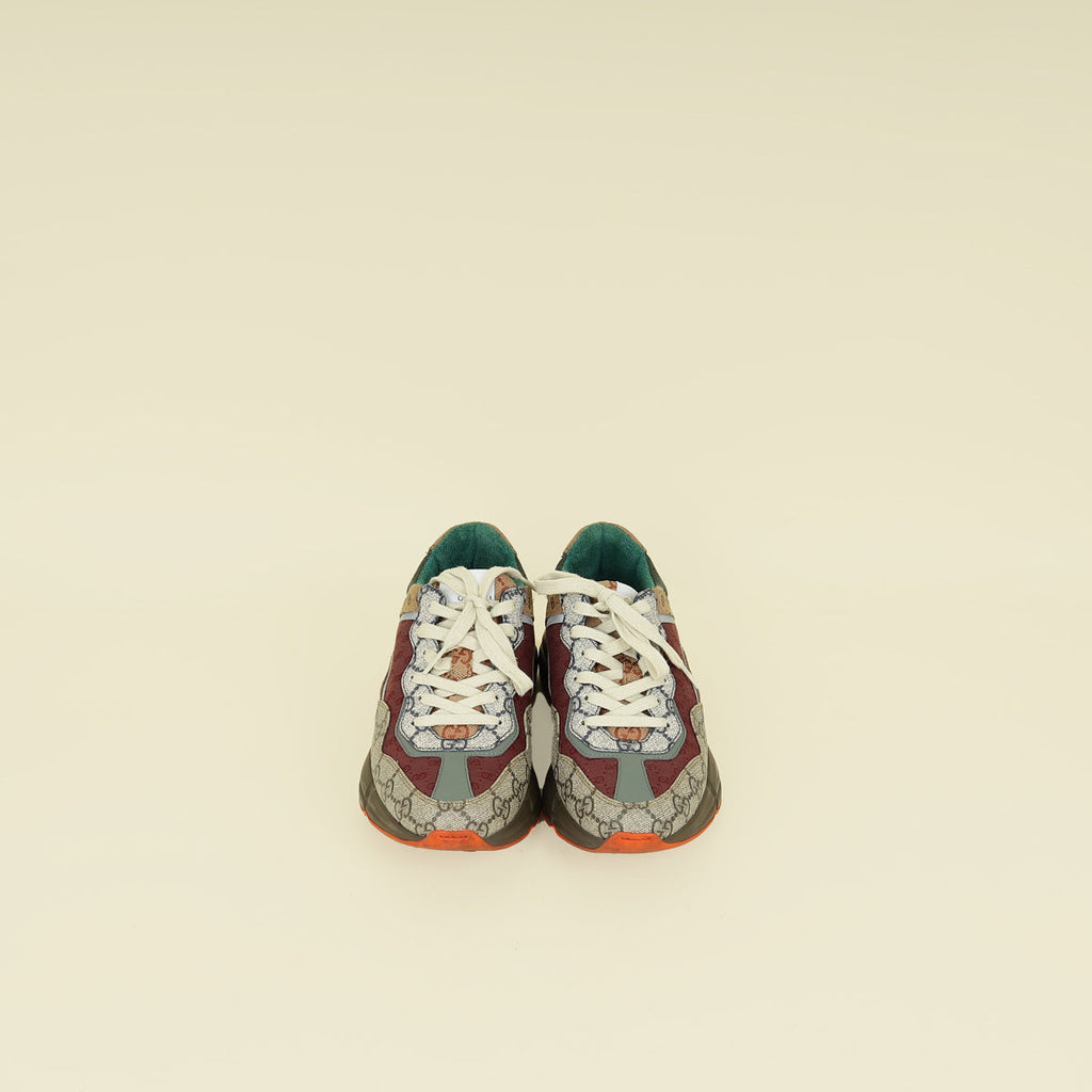 Gucci Ebony Multicolor Mix Monogram GG Rhyton Sneaker 37.5
