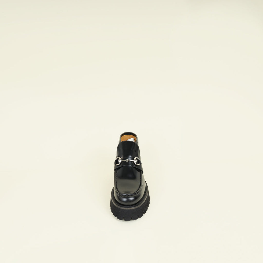 Gucci Black Cordovan Lux Horsebit Ankle Boots 37.5