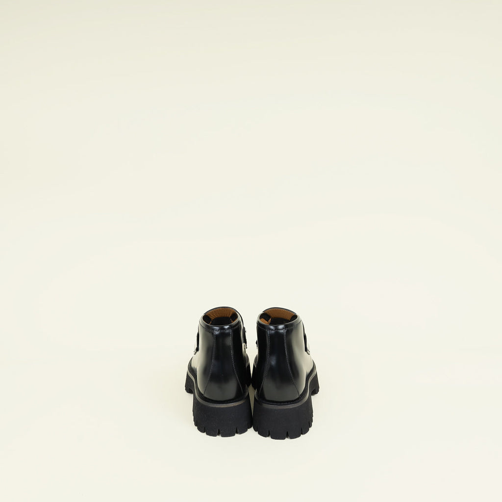 Gucci Black Cordovan Lux Horsebit Ankle Boots 37.5