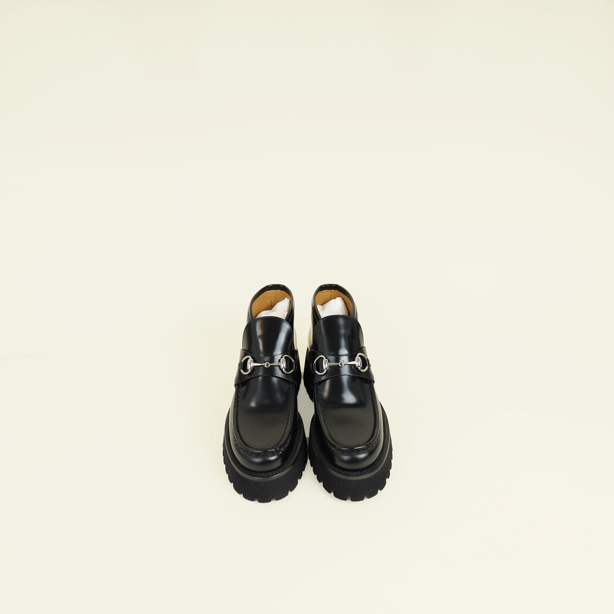 Gucci Black Cordovan Lux Horsebit Ankle Boots 37.5
