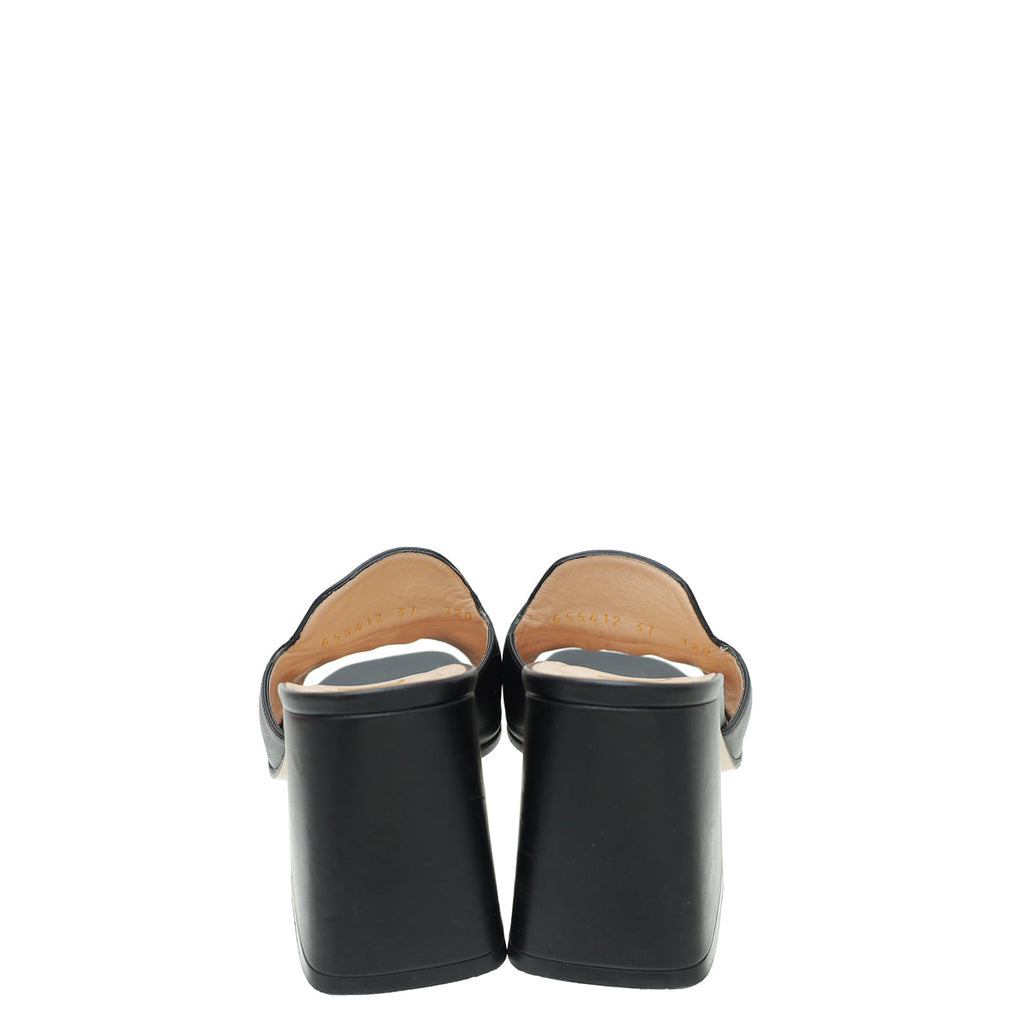 Gucci Black Horsebit Slide Heeled Sandal 37
