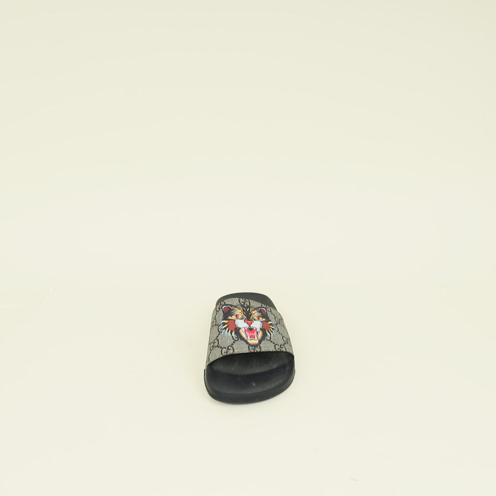 Gucci Bicolor GG Supreme Angry Cat Print Slide Sandal 37