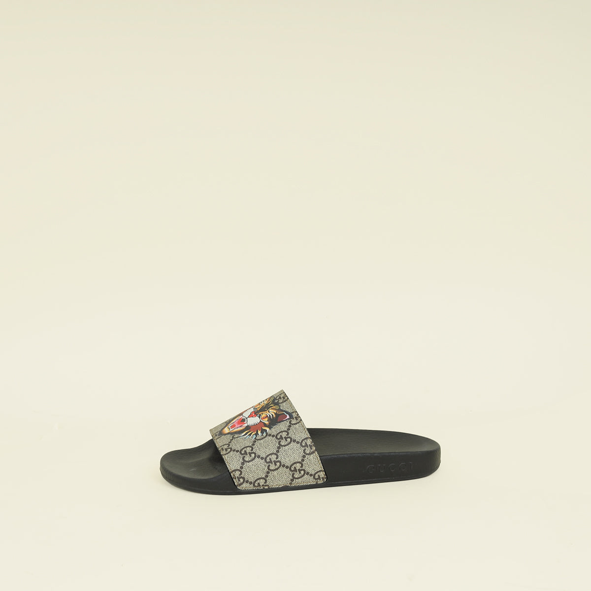Gucci Bicolor GG Supreme Angry Cat Print Slide Sandal 37