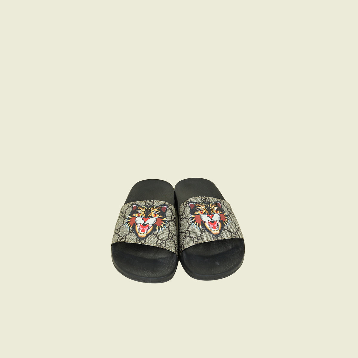 Gucci Bicolor GG Supreme Angry Cat Print Slide Sandal 37
