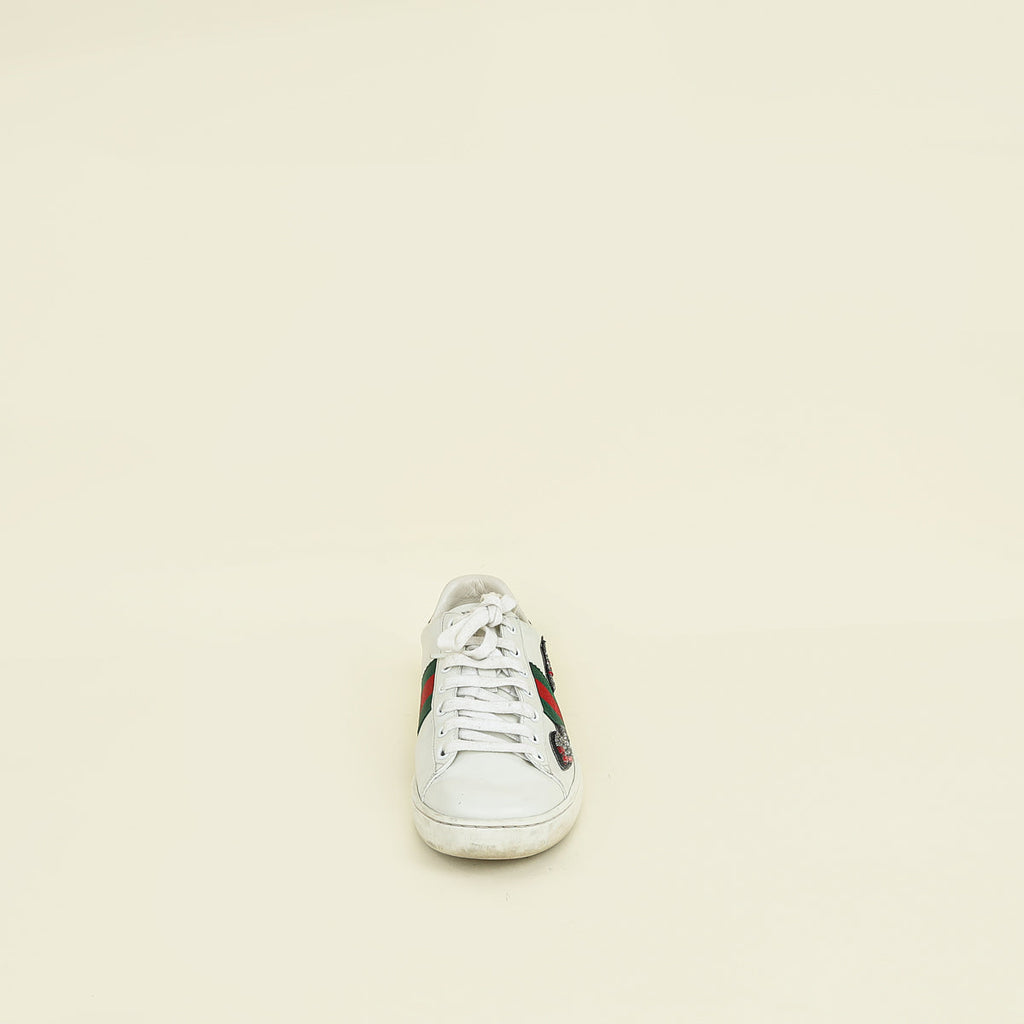 Gucci White Arrow Embroidered Ace Sneakers 37