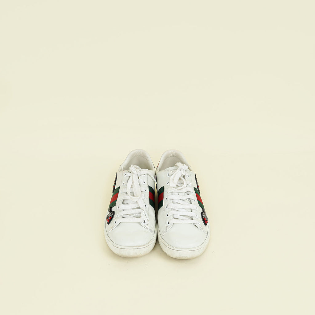 Gucci White Arrow Embroidered Ace Sneakers 37
