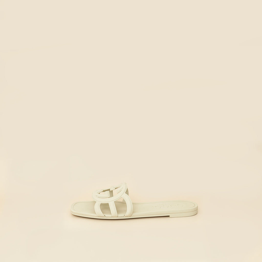 Gucci Off White Interlocking G Cutout Slide Sandal 37