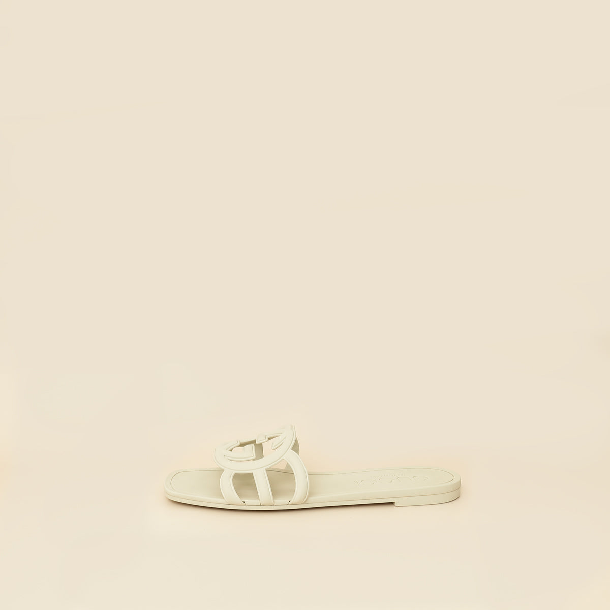 Gucci Off White Interlocking G Cutout Slide Sandal 37