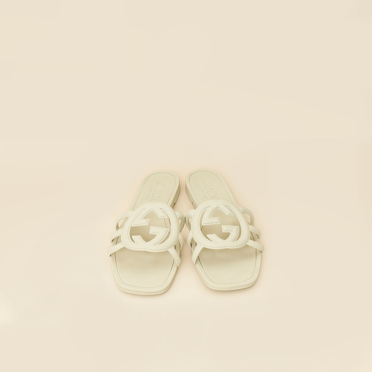 Gucci Off White Interlocking G Cutout Slide Sandal 37