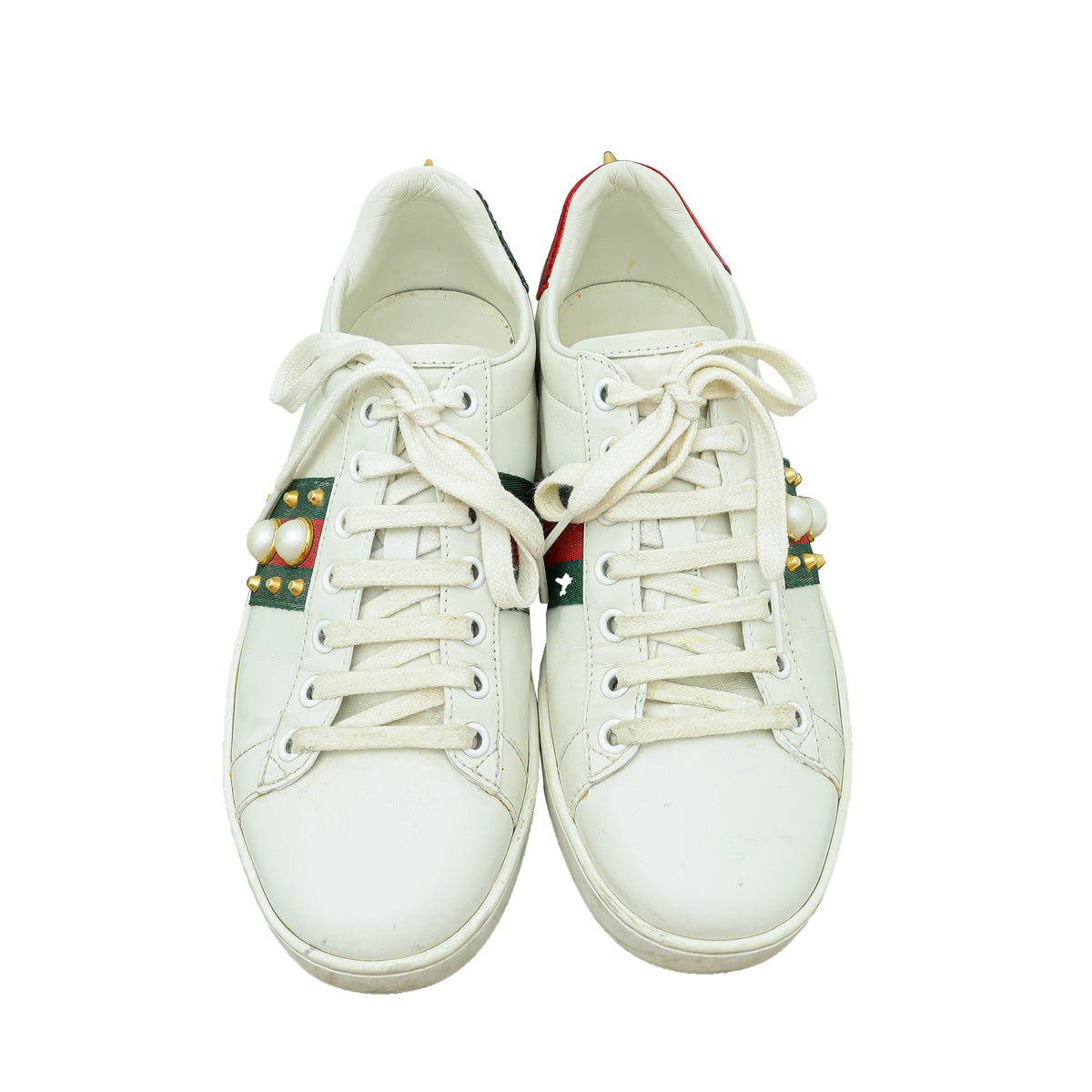 Gucci White Ace Studded Pearl Sneaker 37