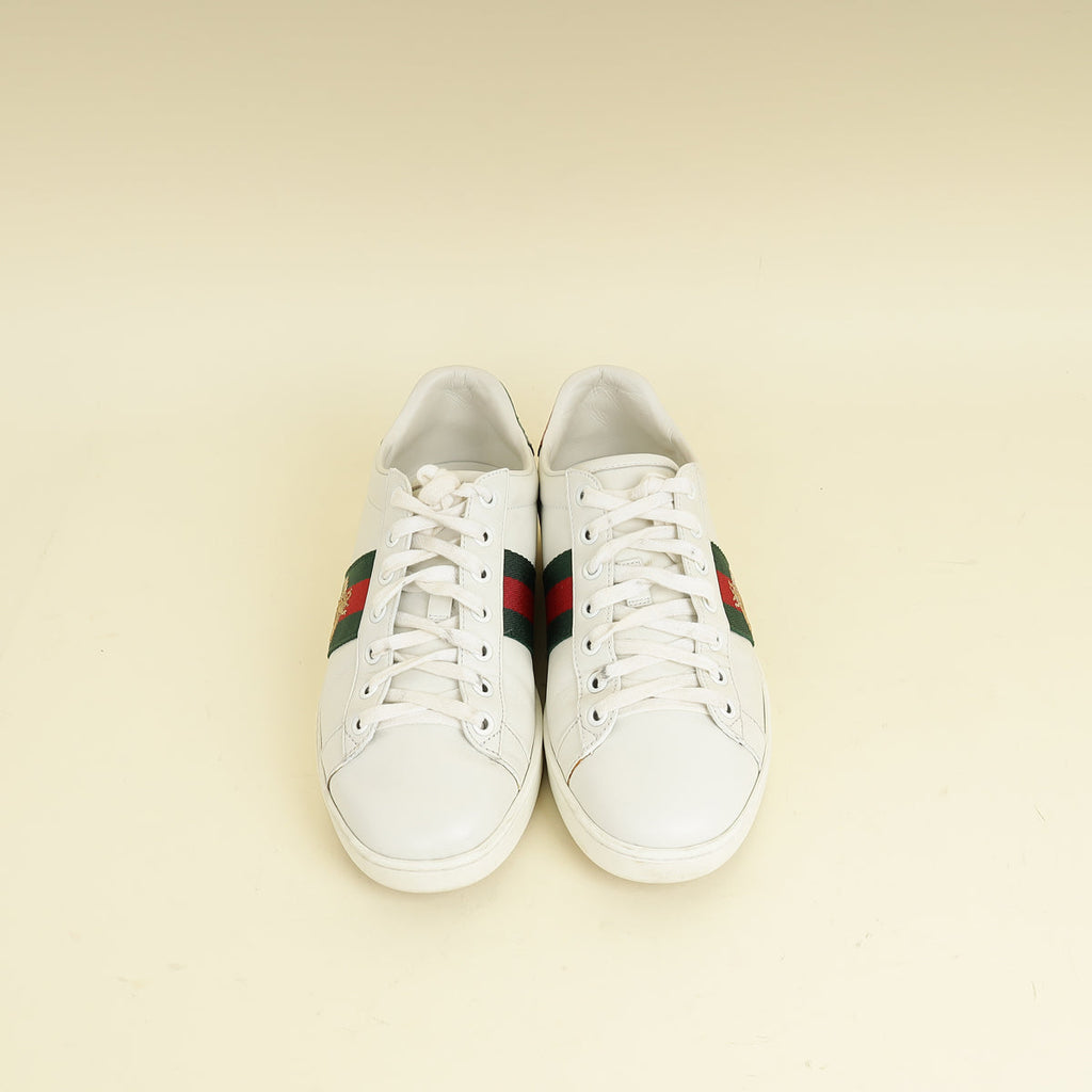 Gucci White Ace Bee Embroidered Sneaker 37