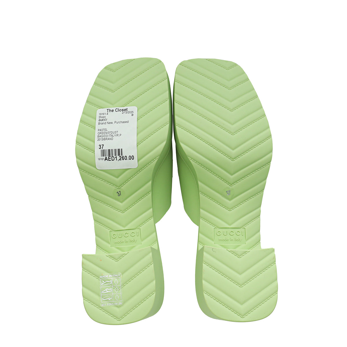 Gucci Pastel Green Logo Rubber Slip-On Sandal 37