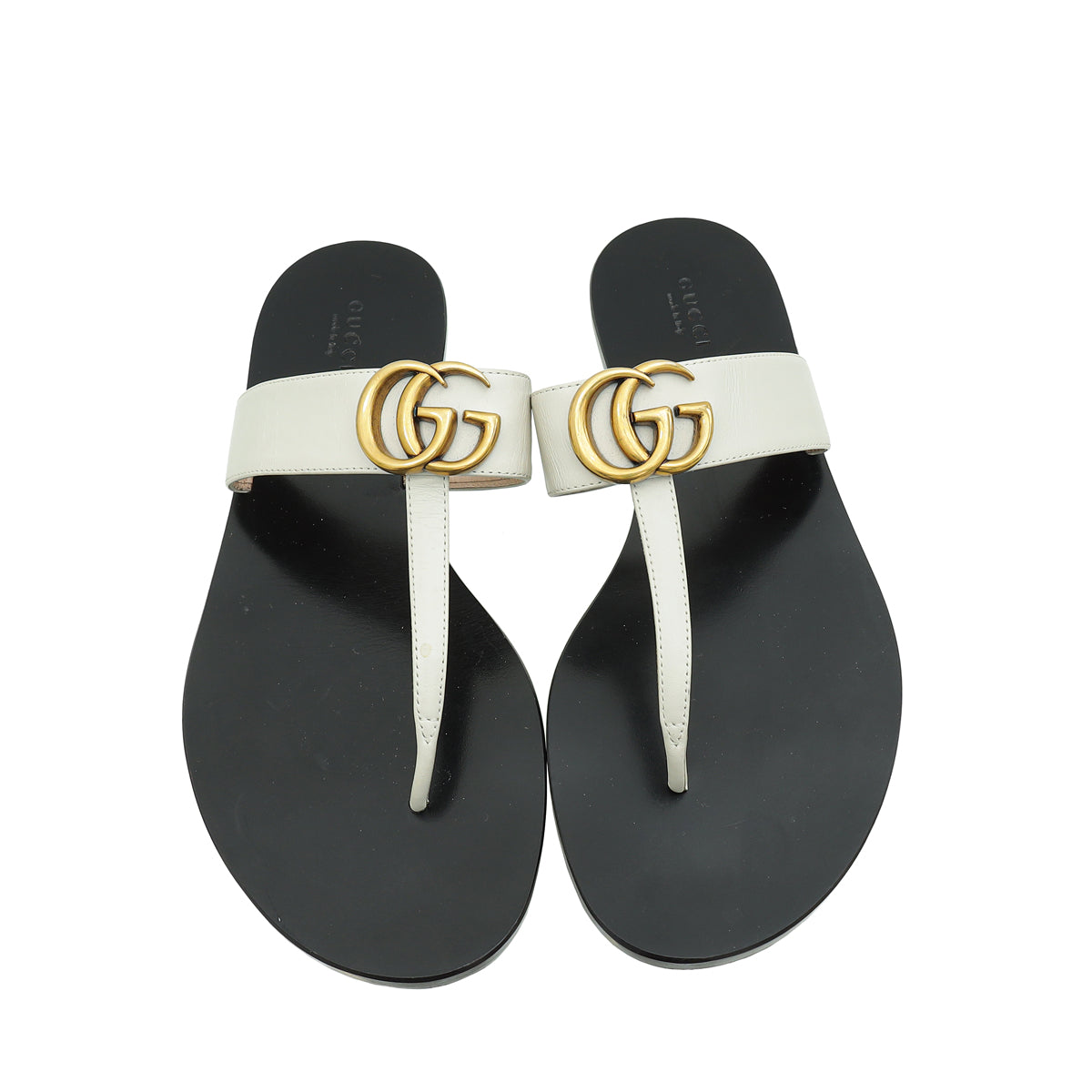 Gucci White GG Marmont Thong Sandals 38.5