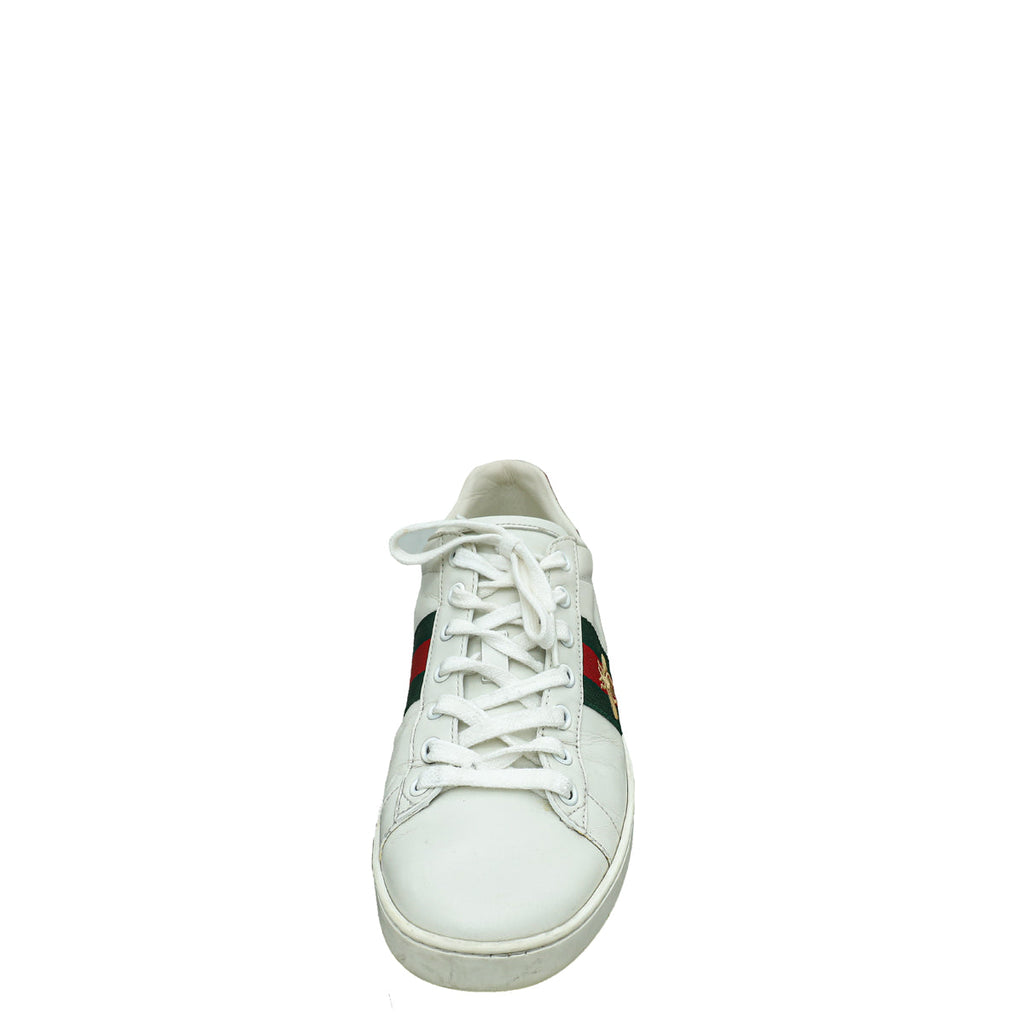 Gucci White Ace Web Bee Sneaker 38.5