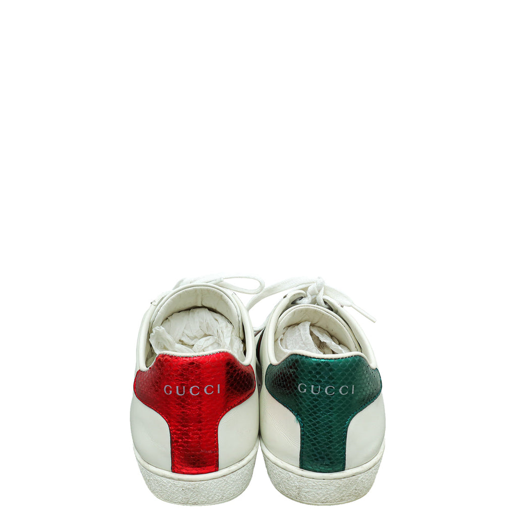 Gucci White Ace Web Bee Sneaker 38.5