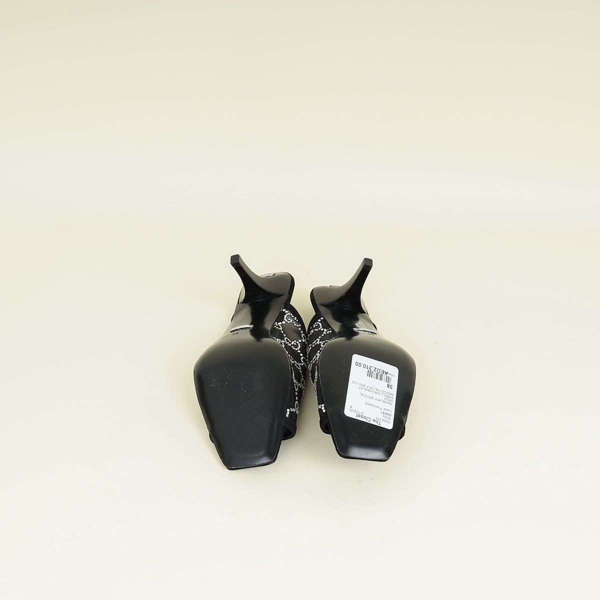 Gucci Black GG Crystal Embellished Mesh Mules 38