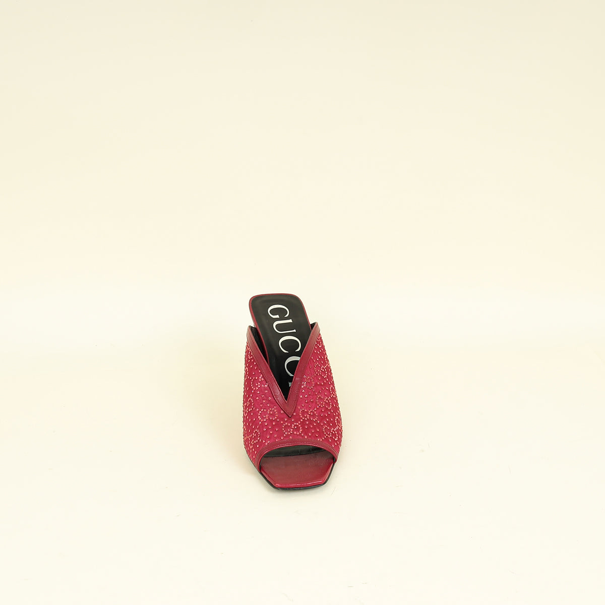 Gucci Dark Old Rose GG Crystal Embellished Mesh Mules 38