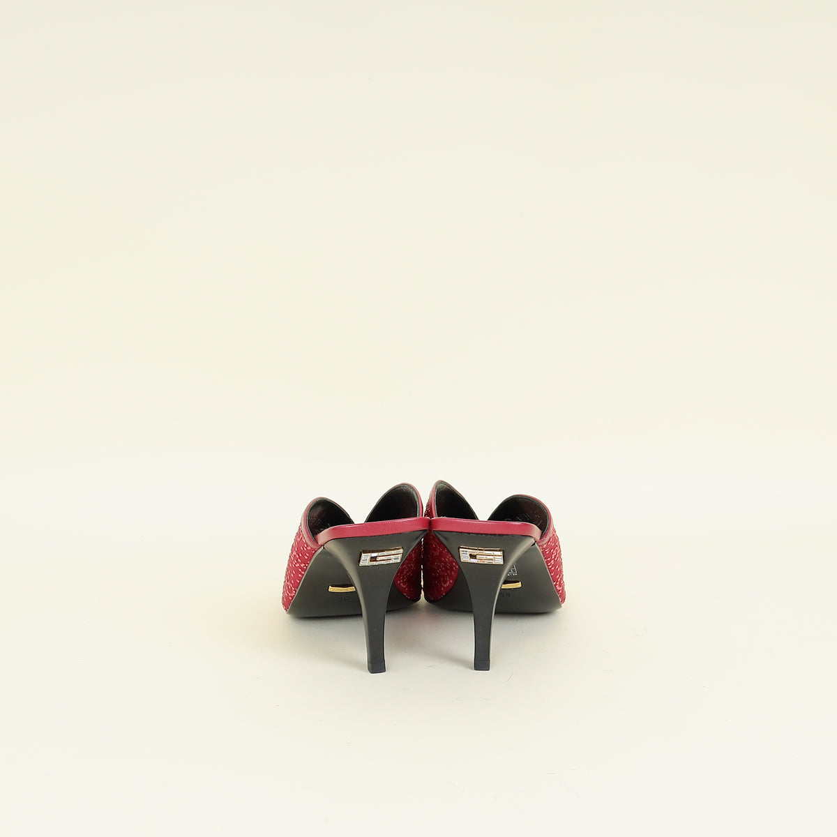 Gucci Dark Old Rose GG Crystal Embellished Mesh Mules 38